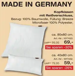 Möbel Inhofer Kopfkissen mit Reißverschluss Angebot