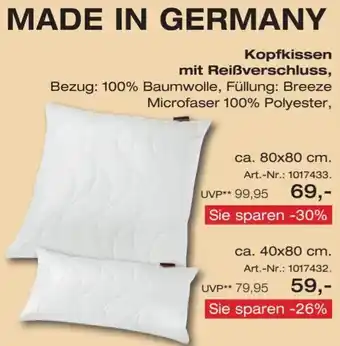 Möbel Inhofer Kopfkissen mit Reißverschluss Angebot