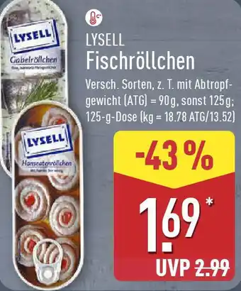 Aldi Nord LYSELL Fischröllchen Angebot