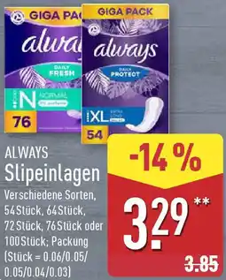 Aldi Nord ALWAYS Slipeinlagen Angebot