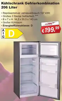 Stabilo Fachmarkt Kühlschrank Gefrierkombination 206 Liter Angebot
