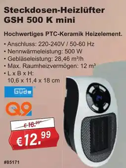 Stabilo Fachmarkt Güde Steckdosen-Heizlüfter GSH 500 K mini Angebot