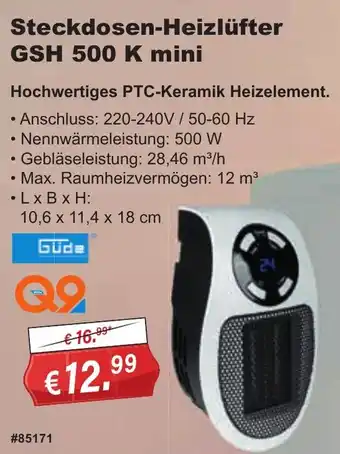 Stabilo Fachmarkt Güde Steckdosen-Heizlüfter GSH 500 K mini Angebot
