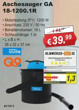 Stabilo Fachmarkt Güde Aschesauger GA 18-1200.1R Angebot