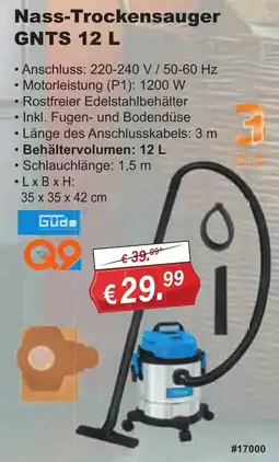 Stabilo Fachmarkt Güde Nass-Trockensauger GNTS 12 L Angebot