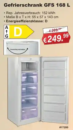 Stabilo Fachmarkt Gefrierschrank GFS 168 L Angebot