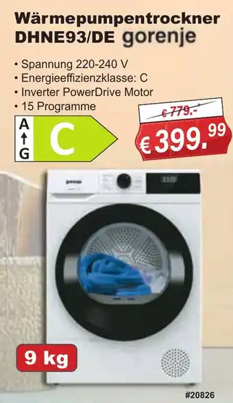Stabilo Fachmarkt gorenje Wärmepumpentrockner DHNE93/DE Angebot