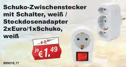 Stabilo Fachmarkt Schuko-Zwischenstecker mit Schalter, weiß / Steckdosenadapter Angebot
