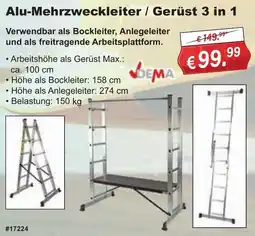Stabilo Fachmarkt Alu-Mehrzweckleiter / Gerüst 3 in 1 Angebot