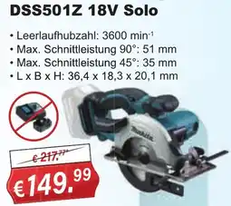 Stabilo Fachmarkt Makita Akku-Handkreissäge DSS501Z 18V Solo Angebot