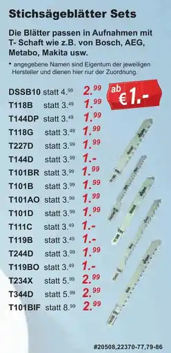 Stabilo Fachmarkt Stichsägeblätter Sets Angebot