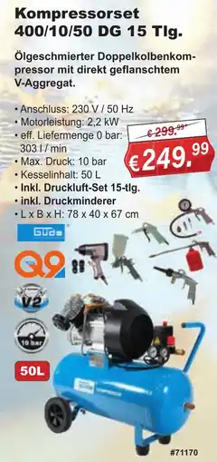 Stabilo Fachmarkt Güde Kompressorset 400/10/50 DG 15 Tlg. Angebot