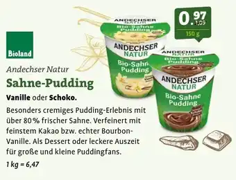 Ebl Naturkost Andechser Natur Sahne-Pudding Angebot