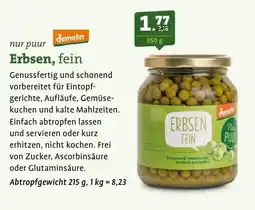 Ebl Naturkost nur puur Erbsen, fein Angebot