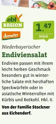 Ebl Naturkost Niederbayerischer Endiviensalat Angebot