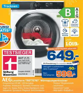 Euronics XXL AEG Lavatherm TR8T75787" Wärmepumpentrockner Angebot