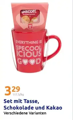 Action Set mit tasse, schokolade und kakao Angebot