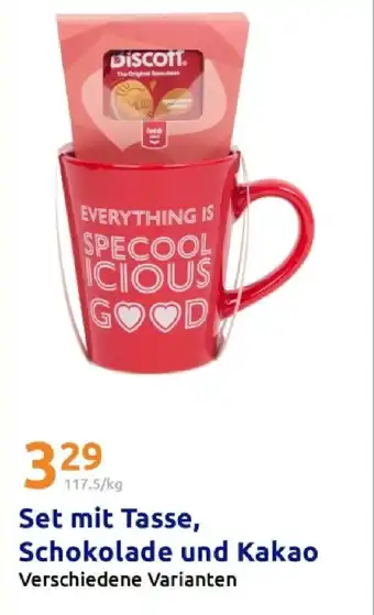 Action Set mit tasse, schokolade und kakao Angebot