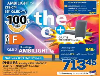 Euronics XXL PHILIPS Ambilight 55PUS9060/12" QLED-TV + TAB6100/10" Soundbar Angebot