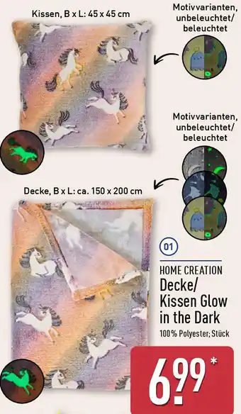 Aldi Nord HOME CREATION Decke/ Kissen Glow in the Dark Angebot