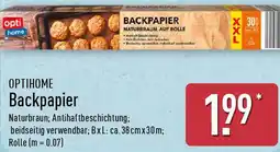 Aldi Nord OPTIHOME Backpapier Angebot