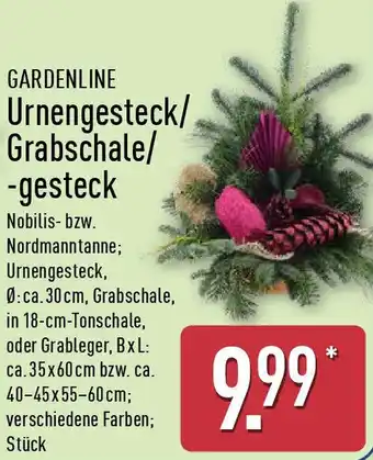 Aldi Nord GARDENLINE Urnengesteck/ Grabschale/ -gesteck Angebot