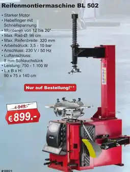 Stabilo Fachmarkt Reifenmontiermaschine BL 502 Angebot