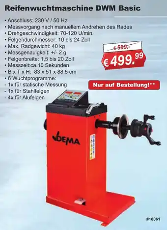 Stabilo Fachmarkt Reifenwuchtmaschine DWM Basic Angebot