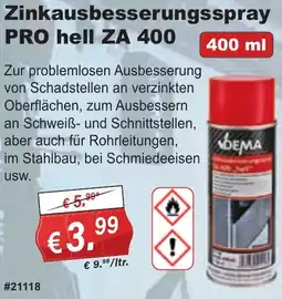 Stabilo Fachmarkt DEMA Zinkausbesserungsspray PRO hell ZA 400 Angebot