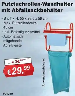 Stabilo Fachmarkt Putztuchrollen-Wandhalter mit Abfallsackbehälter Angebot