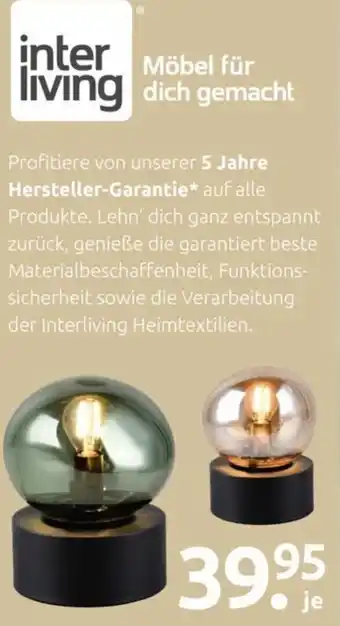 Möbel Turflon Interliving Leuchten Serie 9350 - Tischleuchte Angebot
