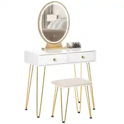 Netto Marken-Discount HOMCOM Schminktisch-Set MDF, Glas, Stahl, Schaumstoff Angebot