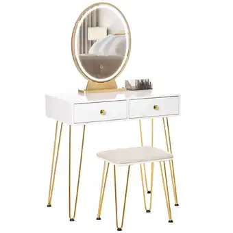 Netto Marken-Discount HOMCOM Schminktisch-Set MDF, Glas, Stahl, Schaumstoff Angebot