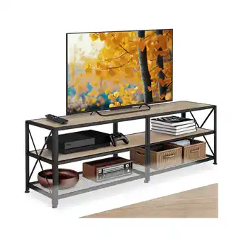 Netto Marken-Discount tectake TV-Regal, Industrial Style, 3 offene Etagen, seitliche X-Streben, 161 x 41,5 x 50,5 cm Angebot