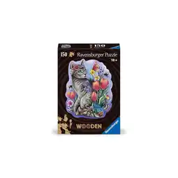 Netto Marken-Discount Ravensburger Spiel WOODEN Puzzle - Frühlingskatze - konturgeformtes Holzpuzzle mit 150 Teilen Angebot