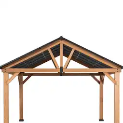 Netto Marken-Discount Sunjoy Pavillon Zedernholz Gazebo TÖDI - 336cm x 400cm, anthrazit Angebot