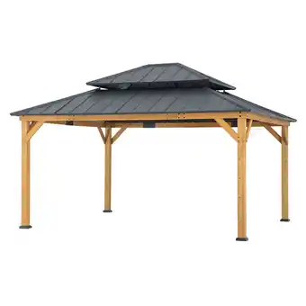 Netto Marken-Discount Sunjoy Zedernholz Gazebo TRIVOR - 390cm x 450cm, anthrazit Angebot