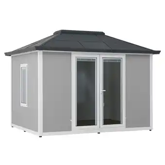 Netto Marken-Discount Sunjoy Alu/Stahl Gartenhaus RIGA - 302cm x 386cm, grau Angebot