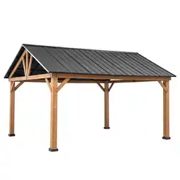 Netto Marken-Discount Sunjoy Pavillon Zedernholz Gazebo REBRA - 404cm x 465cm, anthrazit Angebot