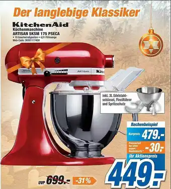 Expert Kitchenaid Küchenmaschine Artisan 5ksm 175 Pseca Angebot