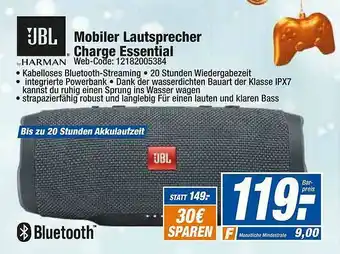 HEM Expert Jbl Harman Mobiler Lautsprecher Charge Essential Angebot