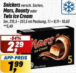 Simmel Snickers, Mars, Bounty oder Twix Ice Cream Angebot