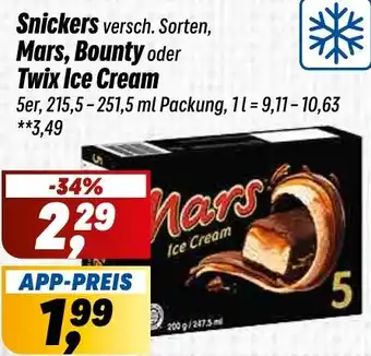 Simmel Snickers, Mars, Bounty oder Twix Ice Cream Angebot