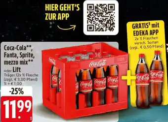 Edeka Coca-Cola, Fanta, Sprite, mezzo mix oder Lift Angebot