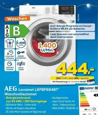 Euronics XXL Aeg Lavamat L6fbf66487 Waschvollautomat Angebot