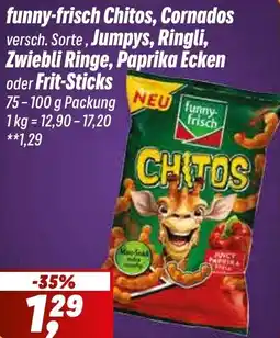 Simmel funny-frisch Chitos, Cornados, Jumpys, Ringli, Zwiebli Ringe, Paprika Ecken oder Frit-Sticks Angebot
