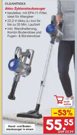 Netto Marken-Discount Cleanmaxx akku-zyklonstaubsauger Angebot