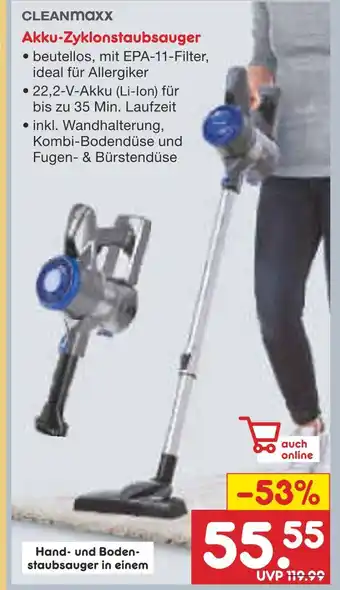 Netto Marken-Discount Cleanmaxx akku-zyklonstaubsauger Angebot