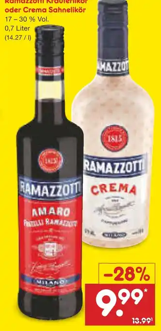 Netto Marken-Discount Ramazzotti kräuterlikör Angebot