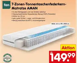 Netto Marken-Discount Fan 7-zonen-tonnentaschenfederkern-matratze aman Angebot
